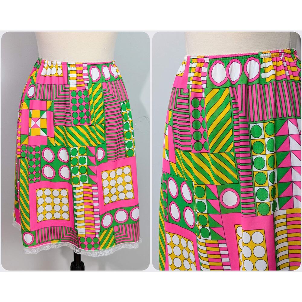 Accentuette Pink/Green/Yellow/White Mod Print Half Slip